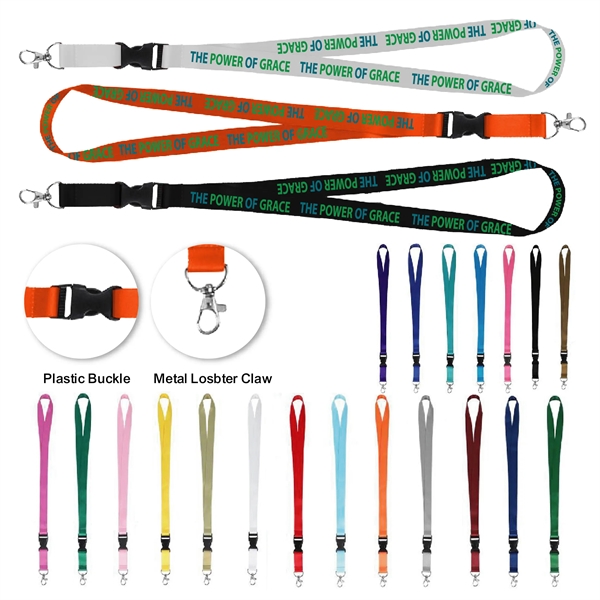 S12168 - Sublimated Lanyard w/ Lobster Hook and Plastic Buckle
