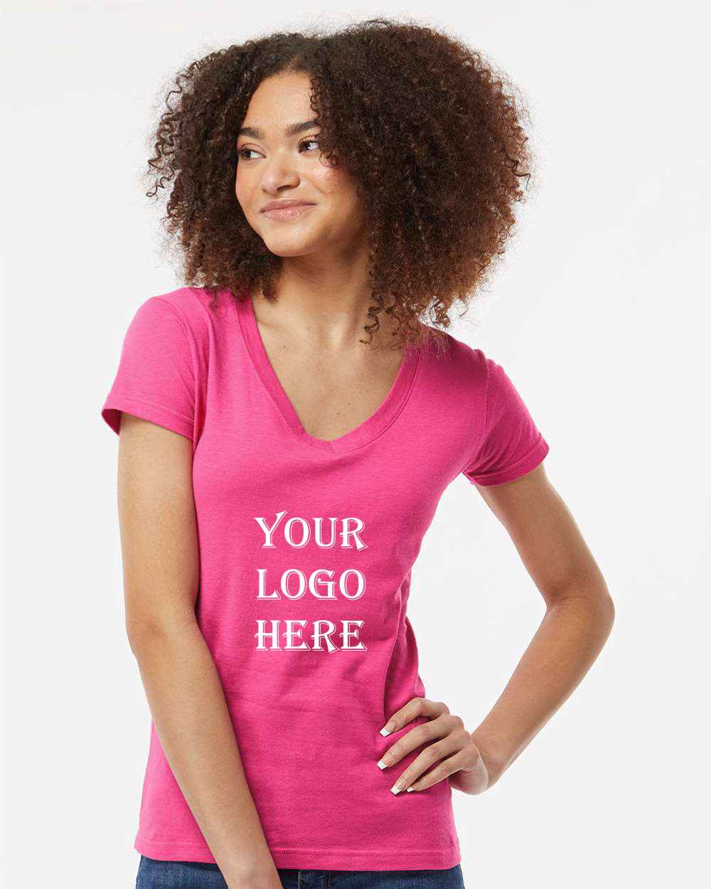 214-T7000 - Tultex - Women's Fine Jersey V-Neck T-Shirt in Wholesale
