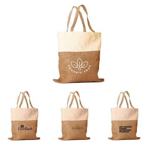SJ9110 - Eco-Friendly Jute And Cotton Shopping Bag with With Your Logo