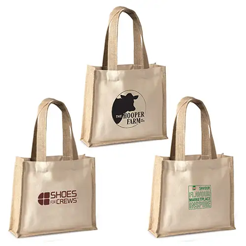 SJ9217 - Cotton Gift Bag with Jute Accents and Self Handles