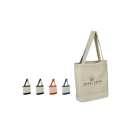 Q1608 - Personalized Canvas Tote with Color Accent With Logo
