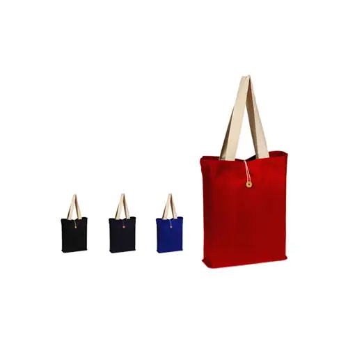 Q1619 - Personalized Colored Button-Up Cotton Tote Bags