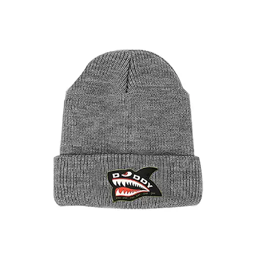 S12450 CUFFED KNIT BEANIE WITH FAUX LEATHER PATCH