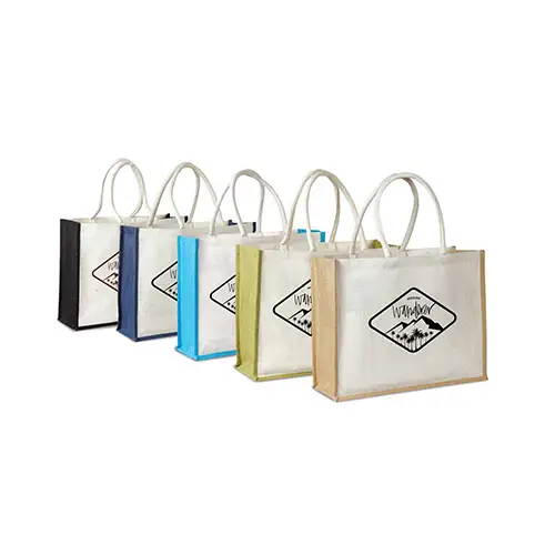 SJ917 - Jute Tote Bag with Cotton Web Handle and Inside Pocket