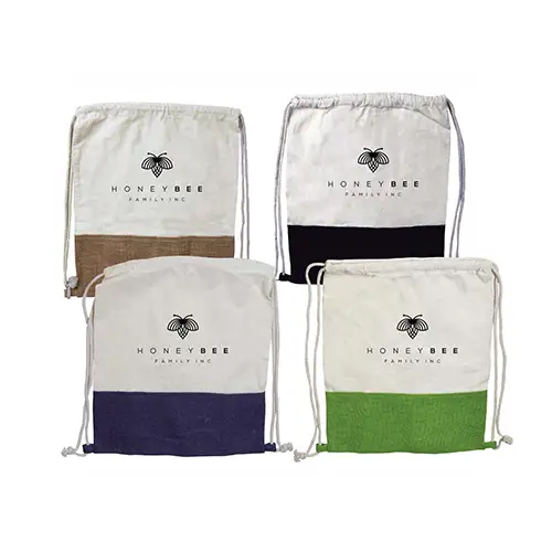 SJ9222 - Eco-Friendly Jute And Cotton Backpack with Custom Logo