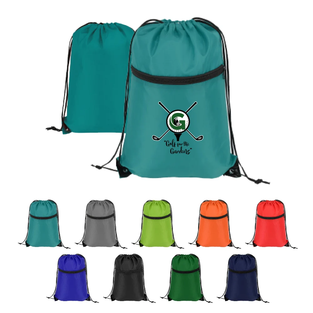 S12114 - Drawstring Sports Backpack with Zippered Pocket