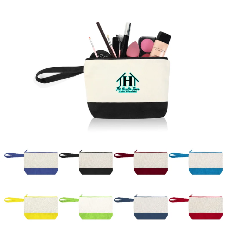 S12135 - Two-Tone Printed Canvas Cosmetic Bag