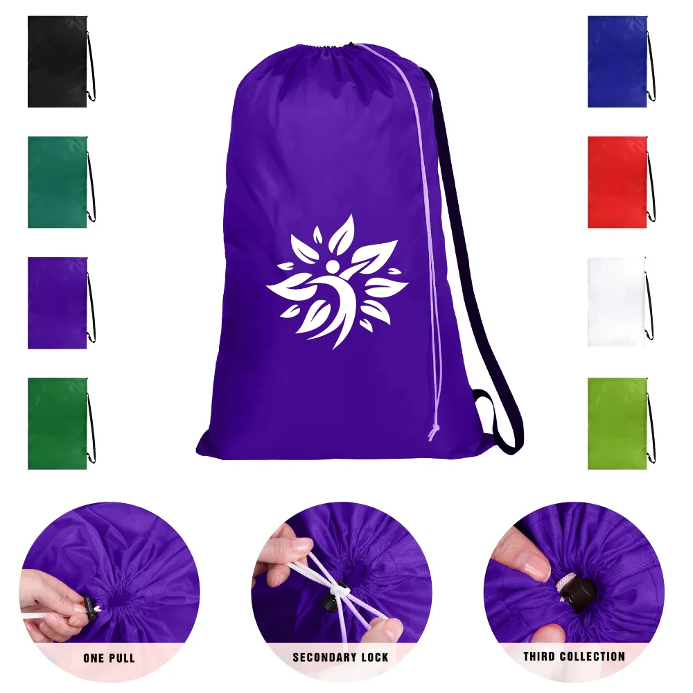 S12152 - Poly Laundry Bag With Drawstring Closure And Logo
