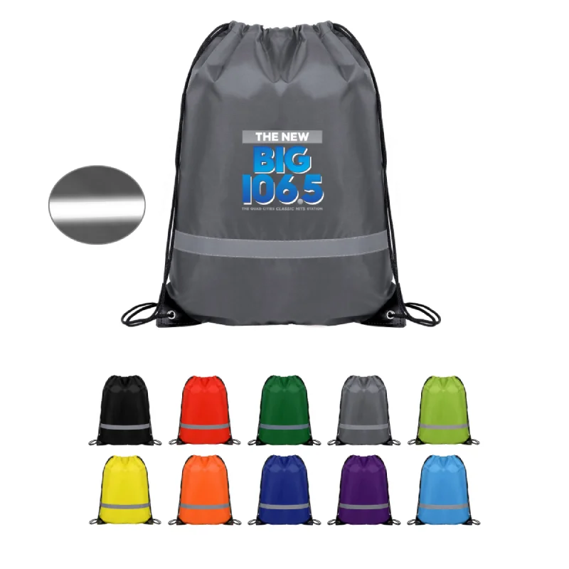 S12164 - Promotional Reflective Visibility Drawstring Backpack