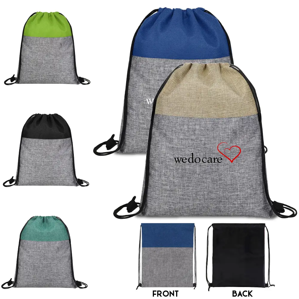 S12219 - Promotional Heather Jute Drawstring Backpack