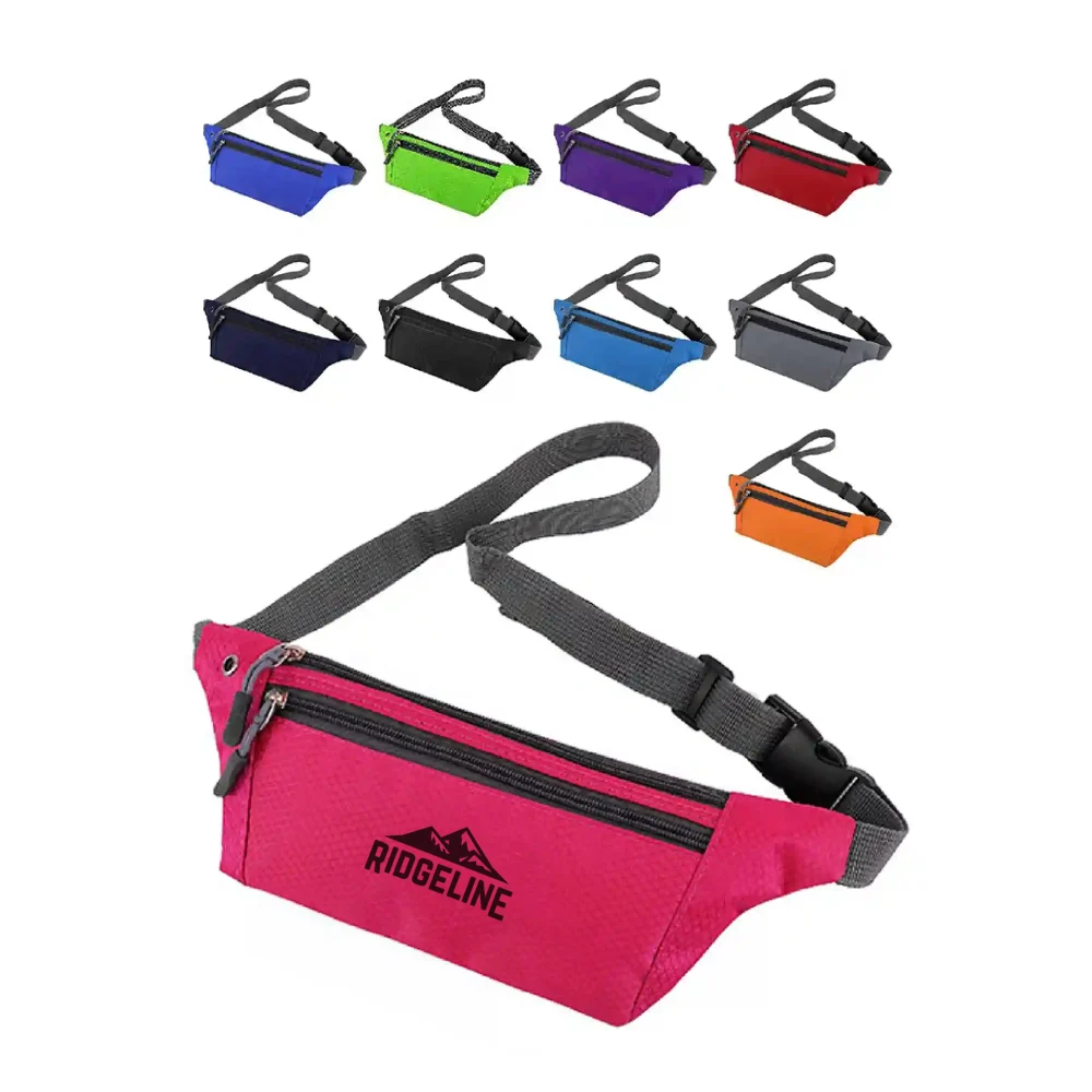 S12272 - Custom Triple Zipper Fanny Pack Promotional Waist Bag