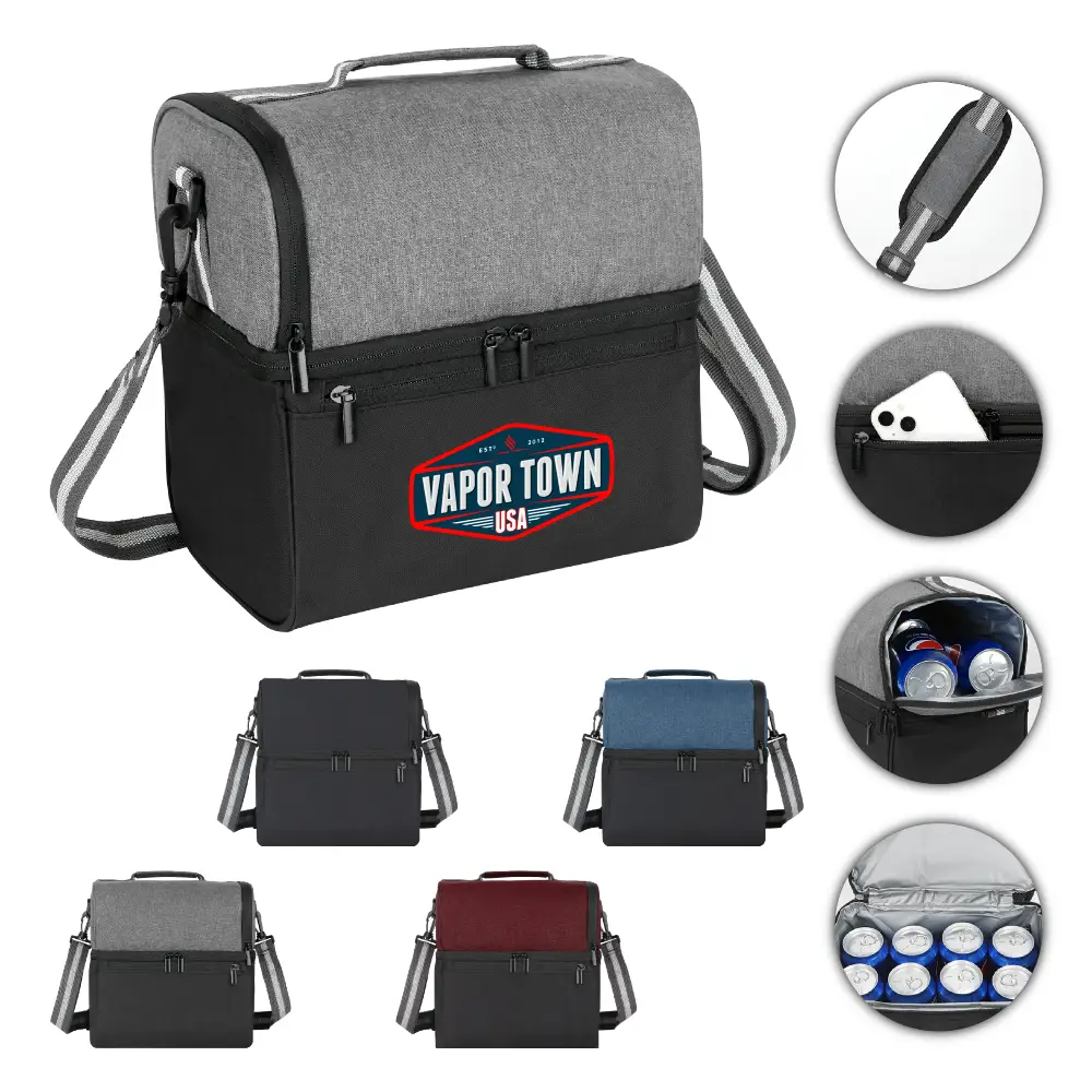 S12479 - Personalized Insulated 14 Can Lunch Cooler Bag with Duplex-Compartment