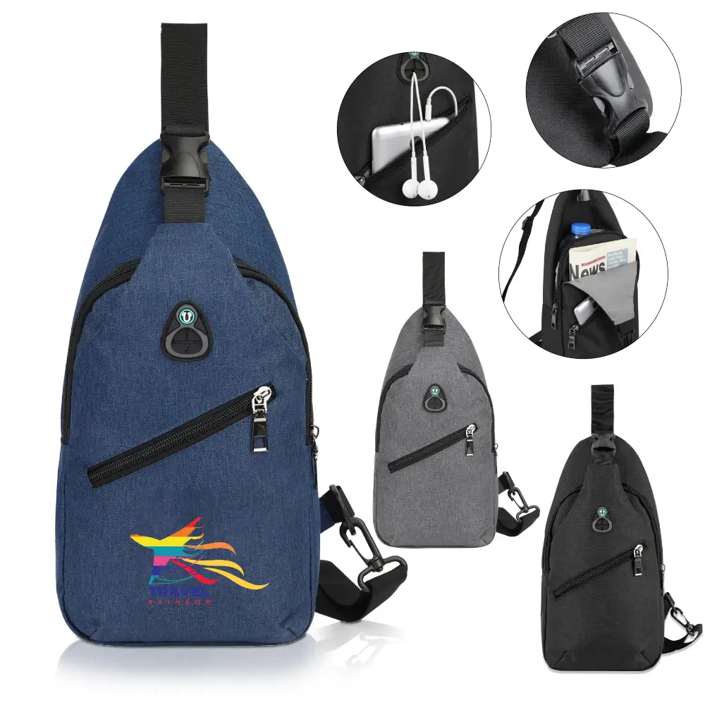 S12720 - Promotional Unisex Sling Backpack with USB Port