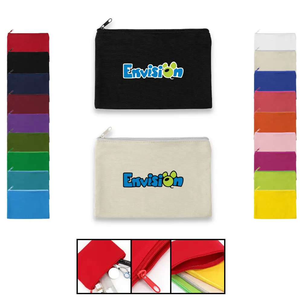 S12744 - Multi-Function Cotton Zipper Pouch with Custom Logo