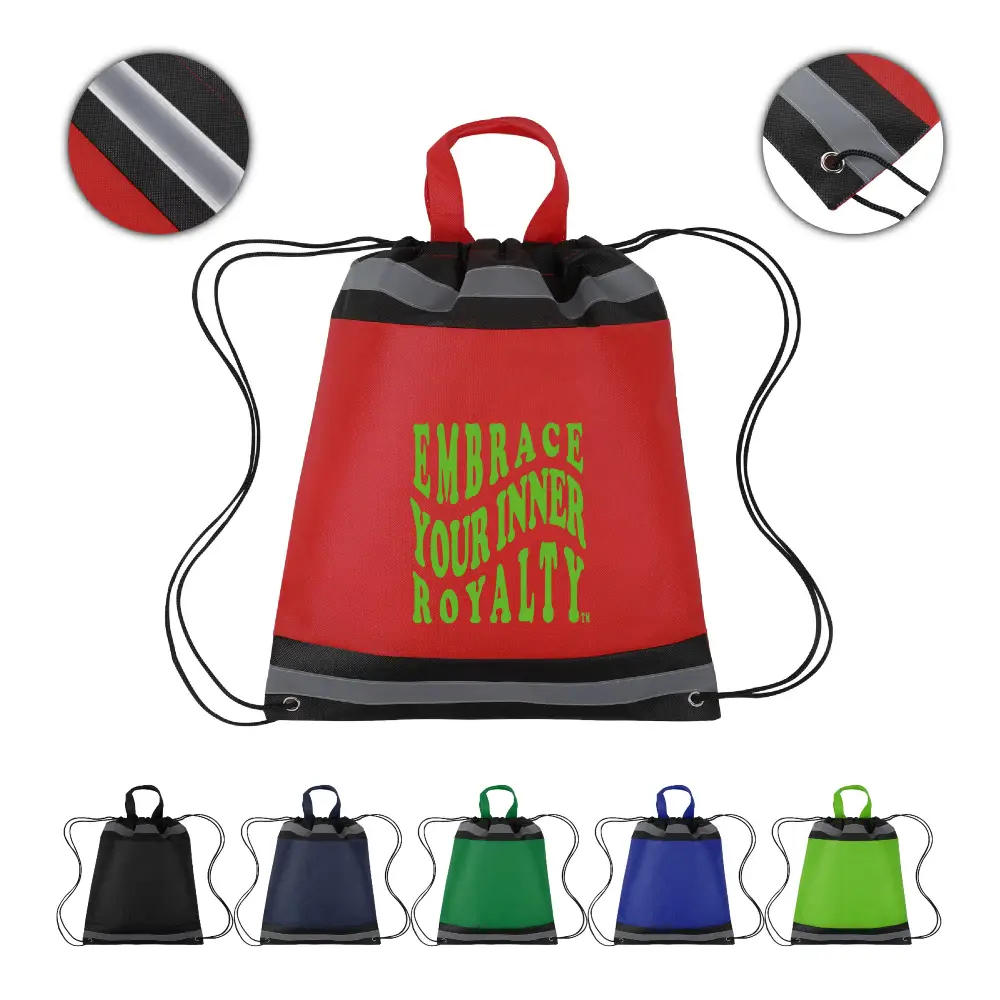 S12962 - Eco-Friendly Non-Woven Reflective Drawstring Bags 