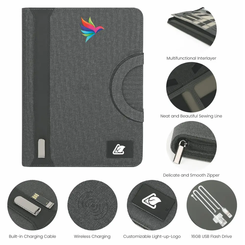 S13315 - Promotional Portable Business Padfolio with LED Light