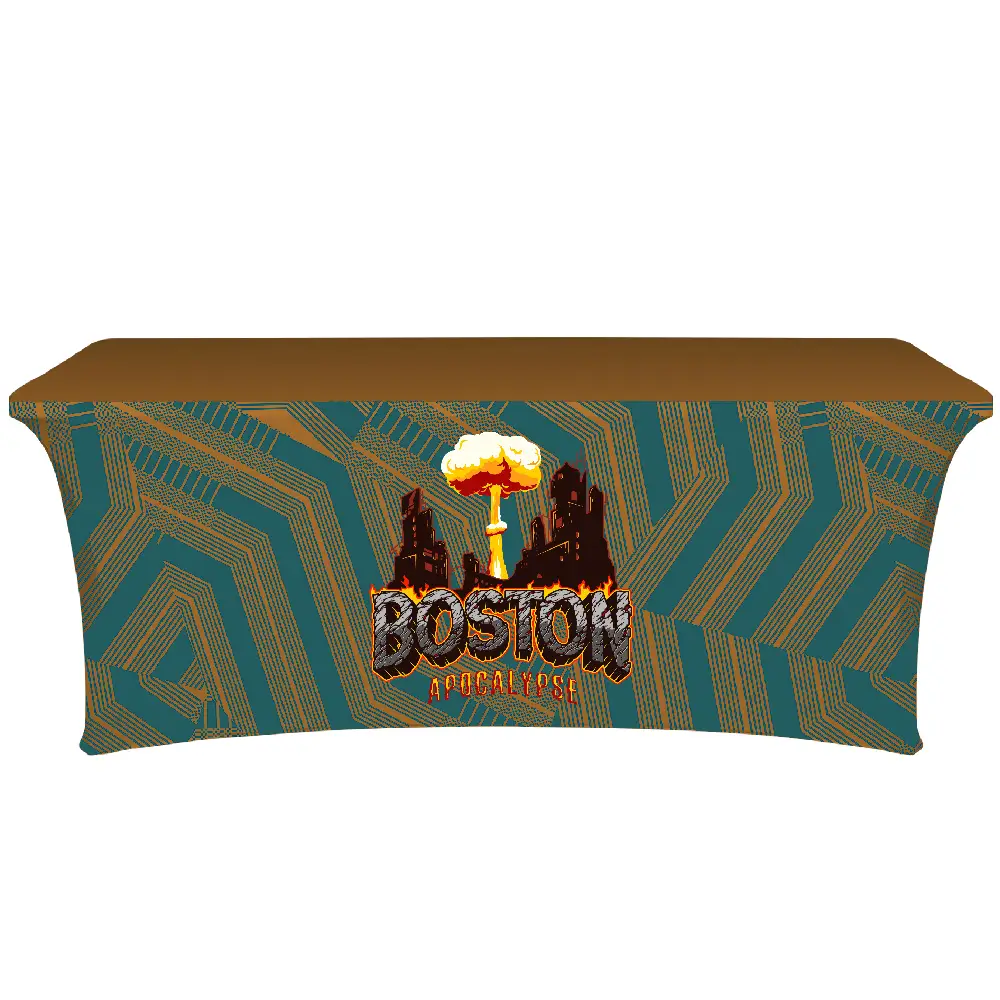 S13808 - Promotional Open Back Stretch Table Cover with Your Logo