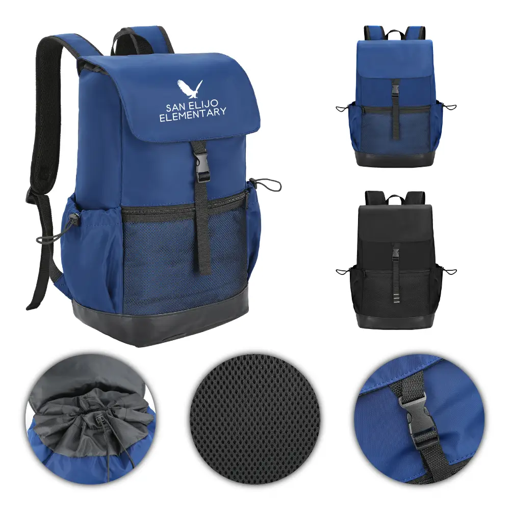 S13864 - Personalized Flap Top Travel Backpack With Adjustable Straps