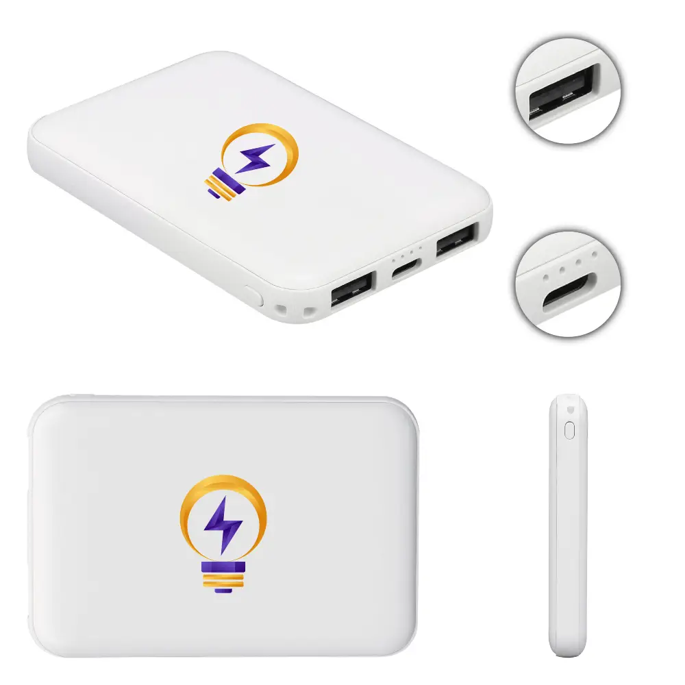 S14319 - Personalized 5000mAh Pocket Power Bank with Triple Ports