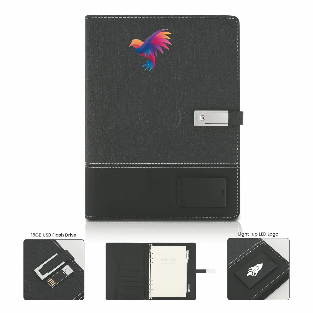 S17314 - Promotional Charging Notebook with LED Logo