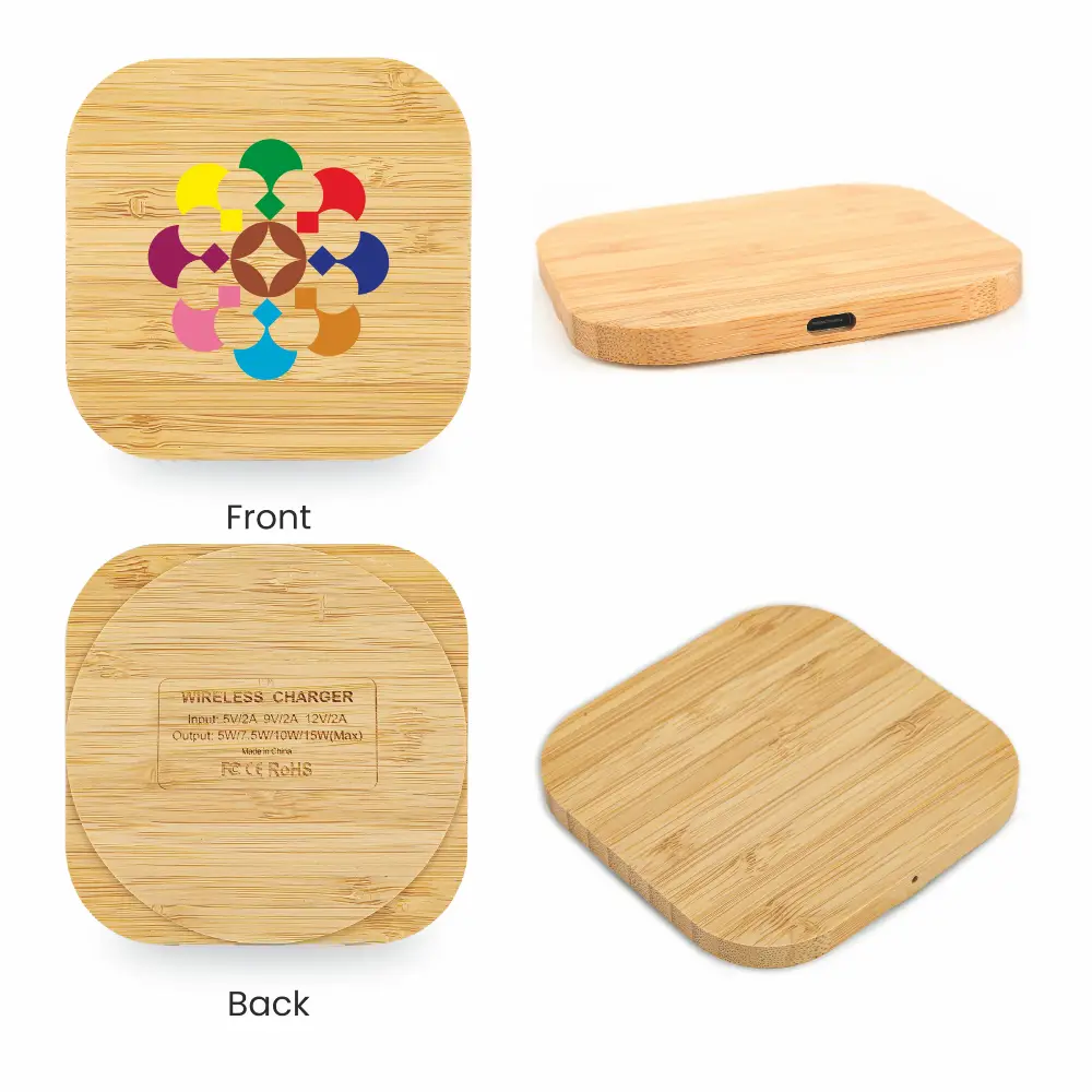 S17336 - Personalized Bamboo 15W Wireless Charging Pad