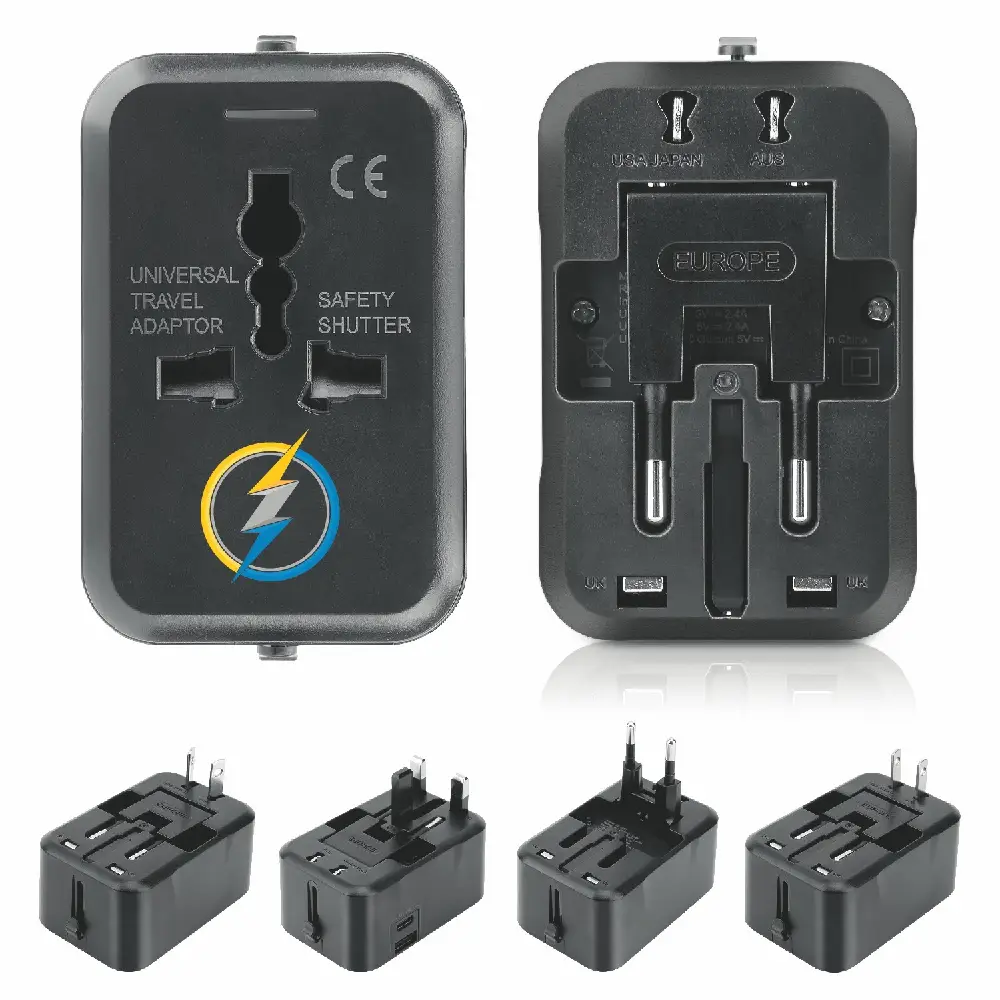 S18182 - Worldwide Dual USB Travel Adapter in Bulk