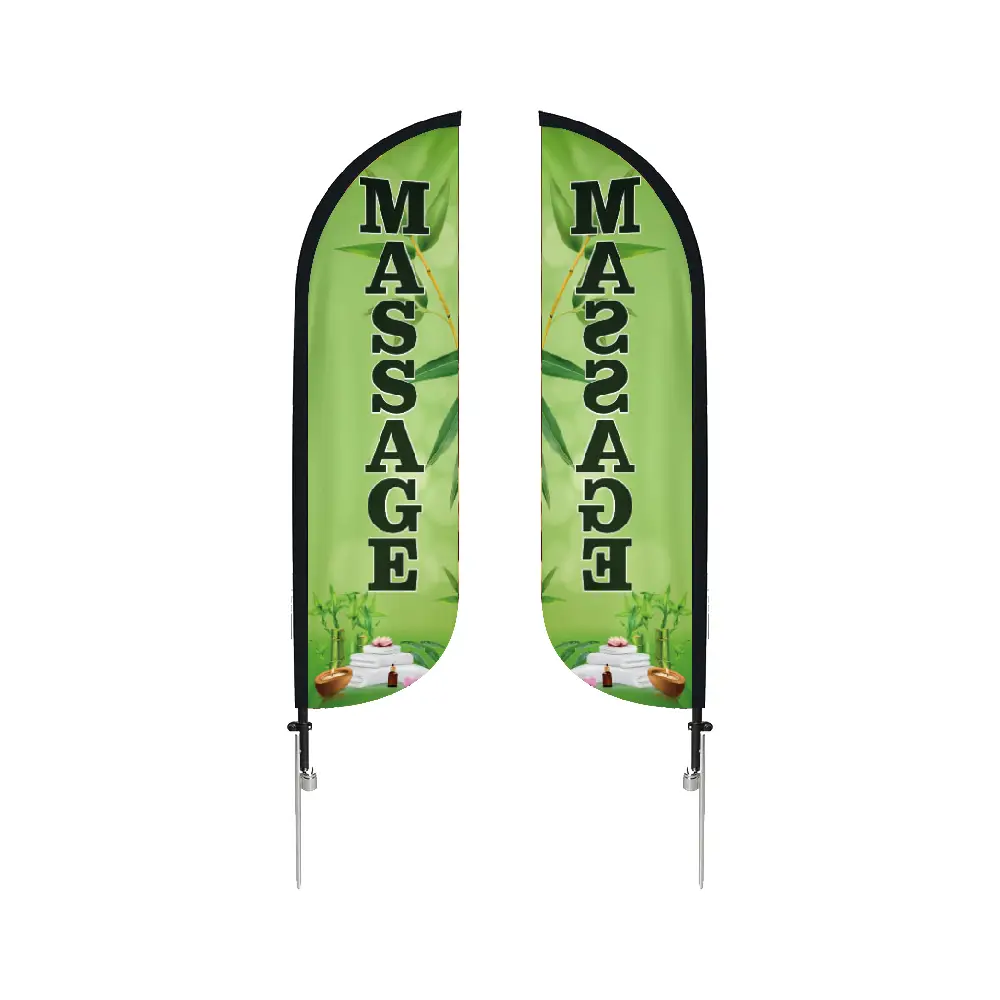 S18205 - 15' Large Double Sided Print Feather Flag with Spike Base