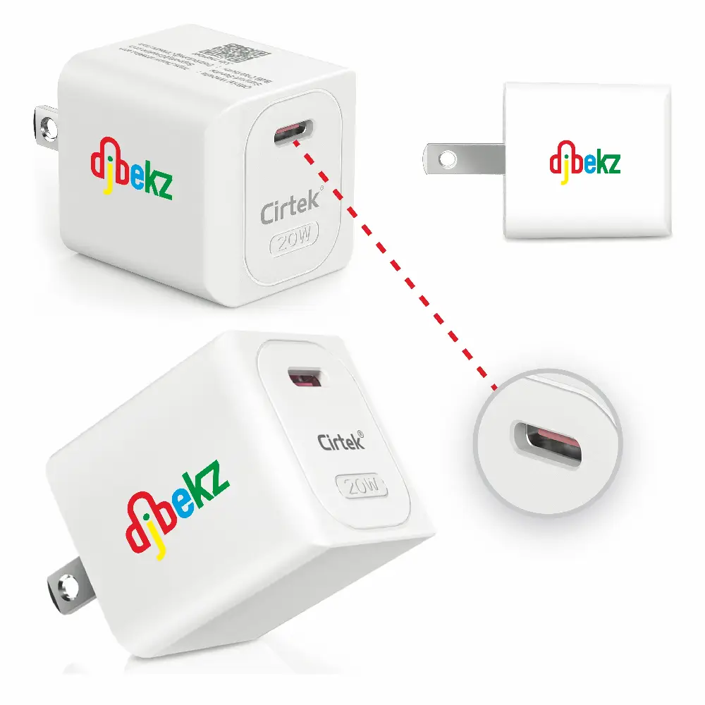 S18595 - Fireproof Mini 20W Fast Wall Charger with Dual Side Print