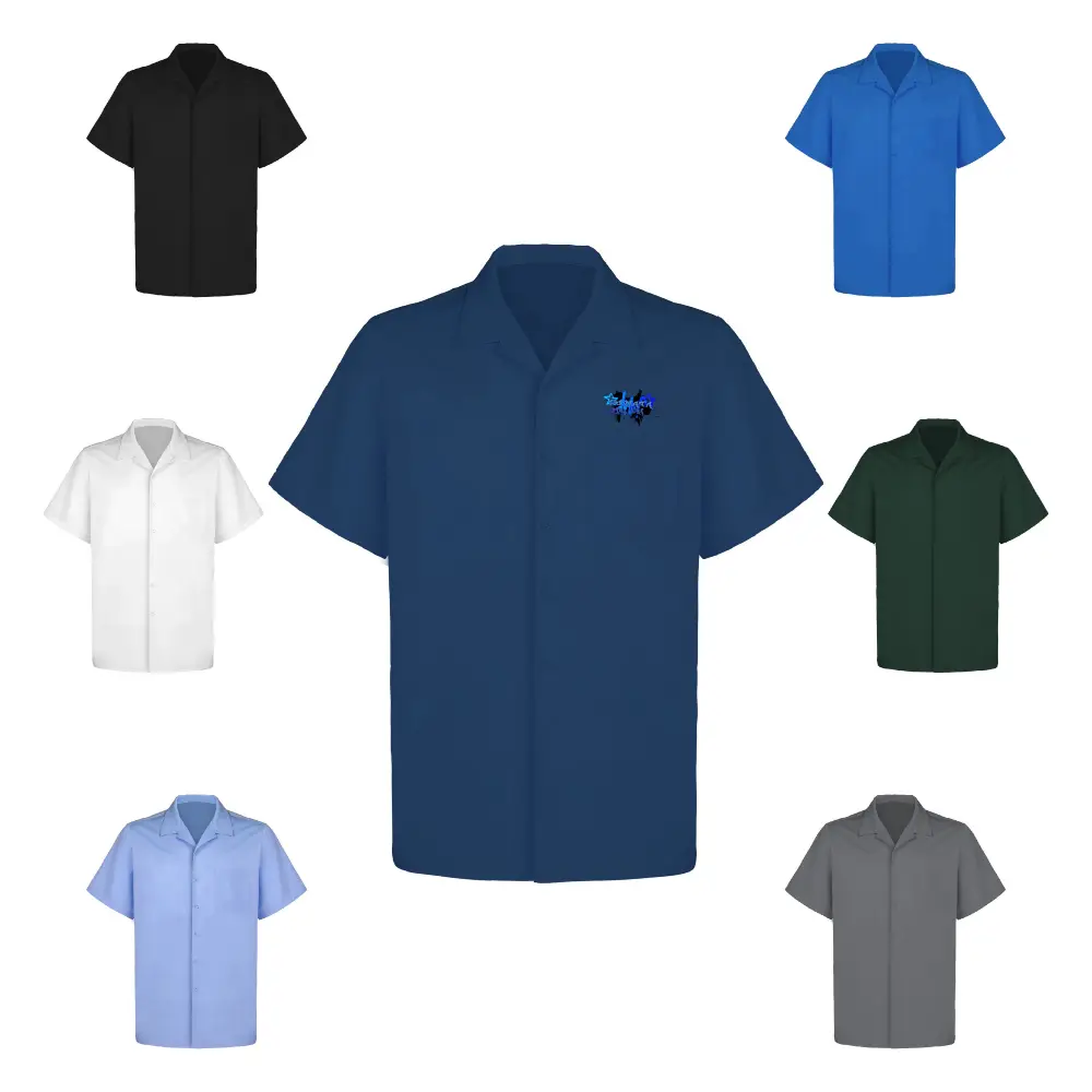 S18793 - Wholesale Men's Short Sleeve Woven Cuban Collar Shirt 