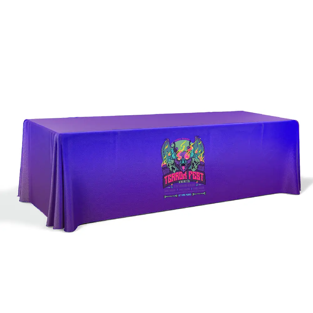 S18992 - 8' Premium Draped Table Cover with Custom Logo