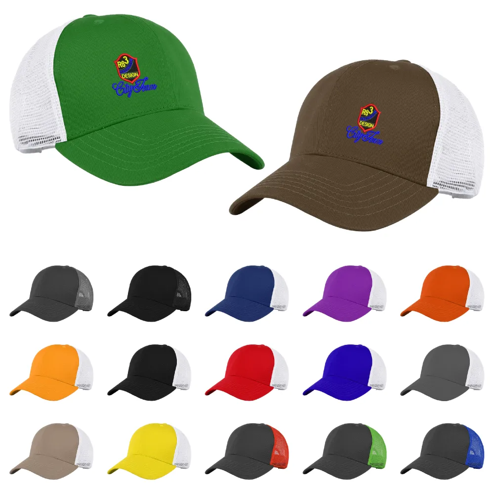 S19642 - Embroidered 6 Panel Cotton Twill Mesh Back Cap