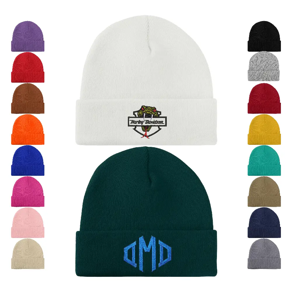 S19729 - Winter Knit Hat Beanie Personalized Logo on Cuff
