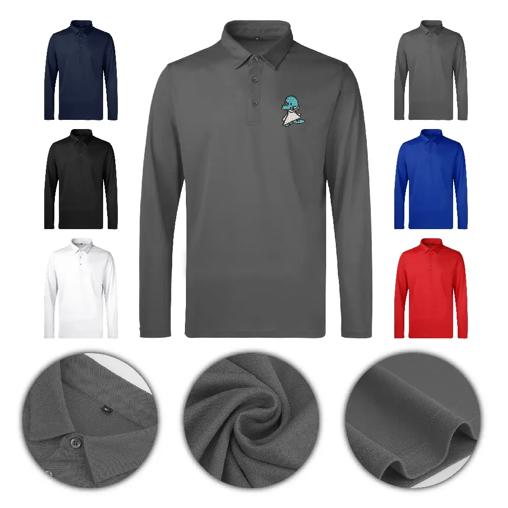S19752 - Personalized Men's Long Sleeve Micro Pique Polo Shirt