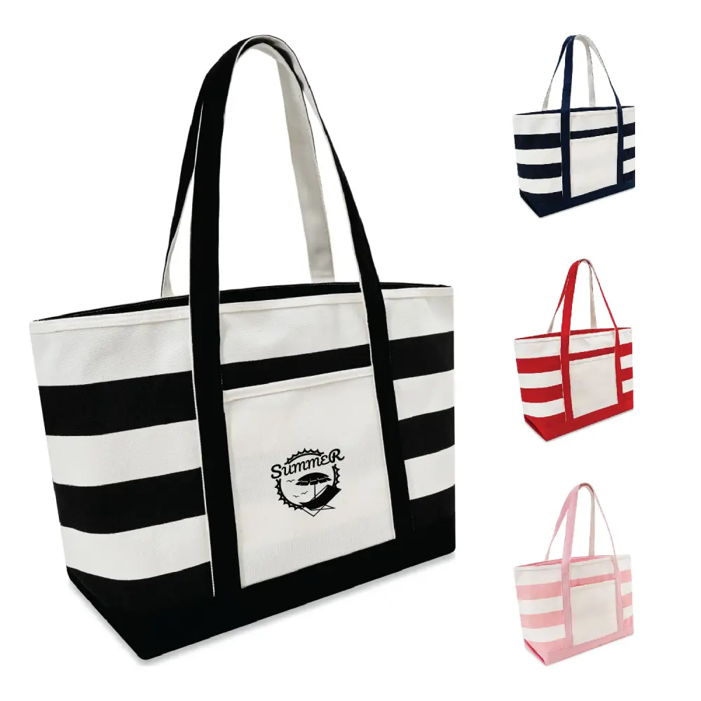 SST145 - Personalized Nautical Anchor Tote Bag with Zippered