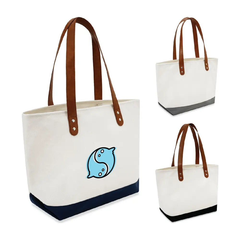 SST148 - Wholesale Leather Handle Large Tote Bag with Logo