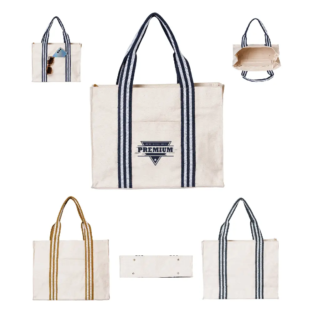 SST905 - Custom Harbor Zippered Tote Bag with Metal Pull