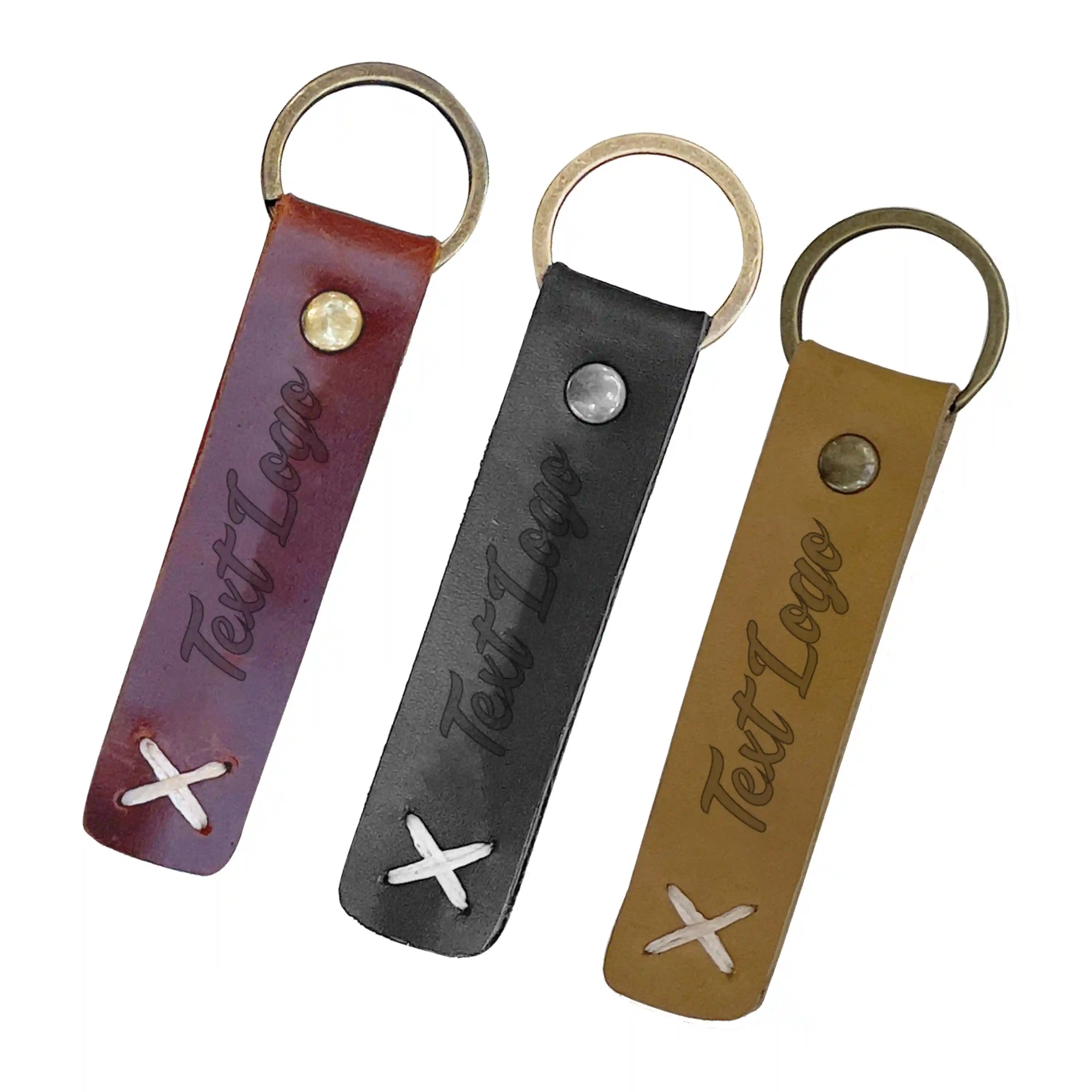 LK203 - Personalized Leather Reveted Keychain With Custom Logo
