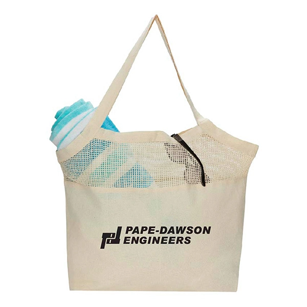 SST132 - Personalized Mesh Beach Bag, Wholesale Custom Beach Tote Bag