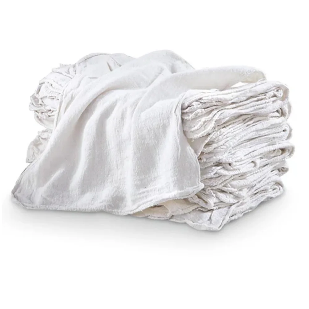ST1313 - White - 13 X 13 - Cotton Shop Rags for Efficient Cleaning in Hospitality