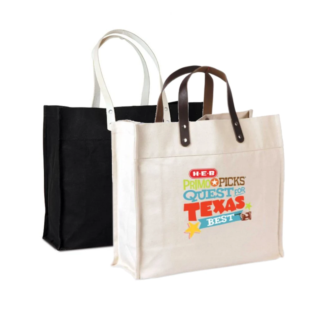 SC9114 - Promotional Canvas Tote Bag With Leather Handles And Your Logo