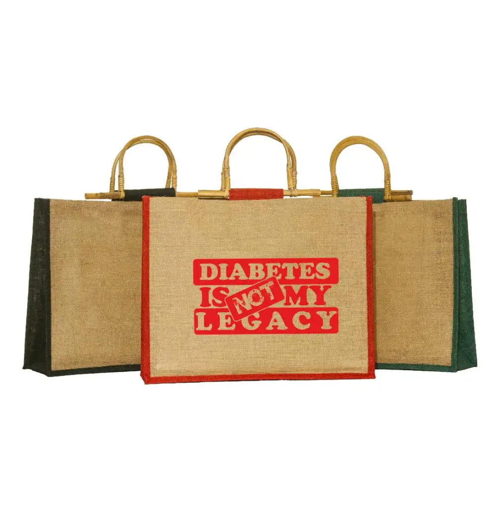 BSJ901 - Promotional Grocery Jute Bag with Cane Handles