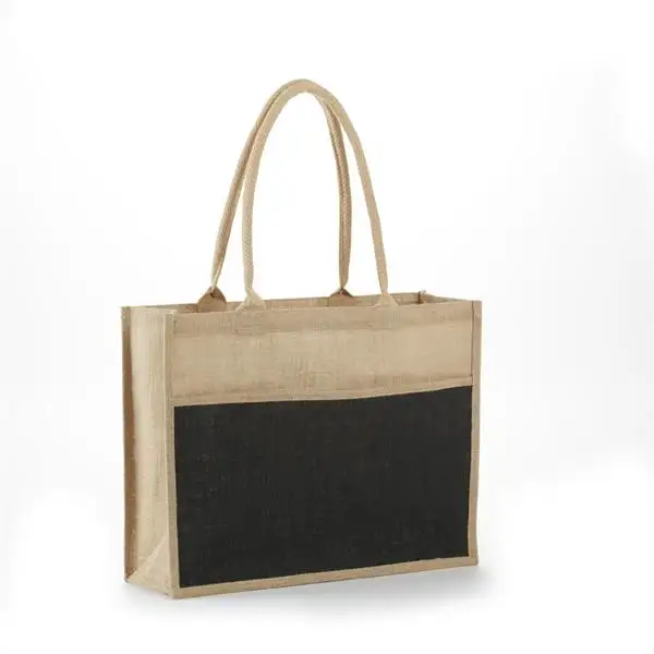 BSJ902 - All Natural 2 Tone Jute Shopping Tote