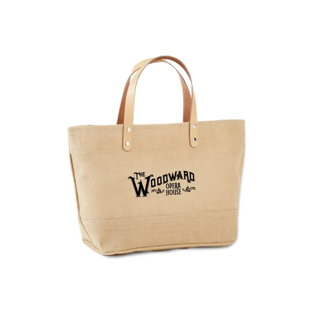 BSJ916-SMALL - Shopping Jute Tote Bag with Leather Handles