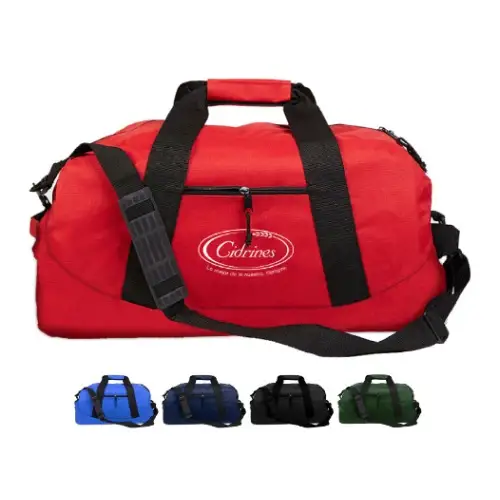 Q91223 - Wholesale Polyester Zippered Duffle Bag with Vinyl Backing