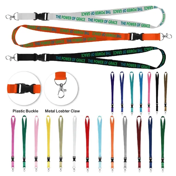 S12168 - Sublimated Lanyard w/ Lobster Hook and Plastic Buckle
