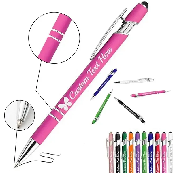 S18567 - Soft Touch Stylus and Laser Engraved Metal Pen