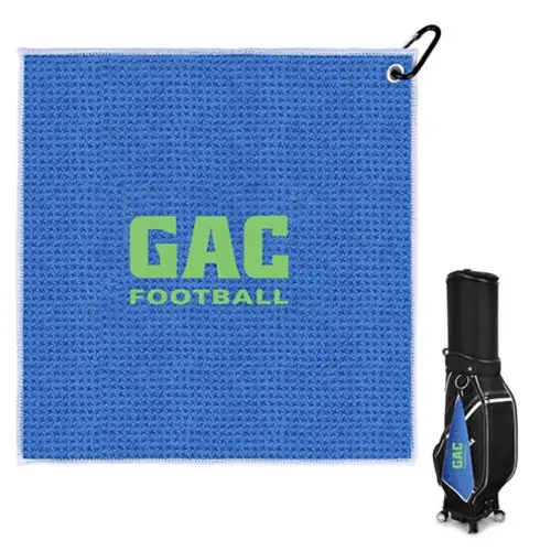 S18824 - Wholesale Microfiber Waffle Pattern Golf Towel With Carabiner Clip