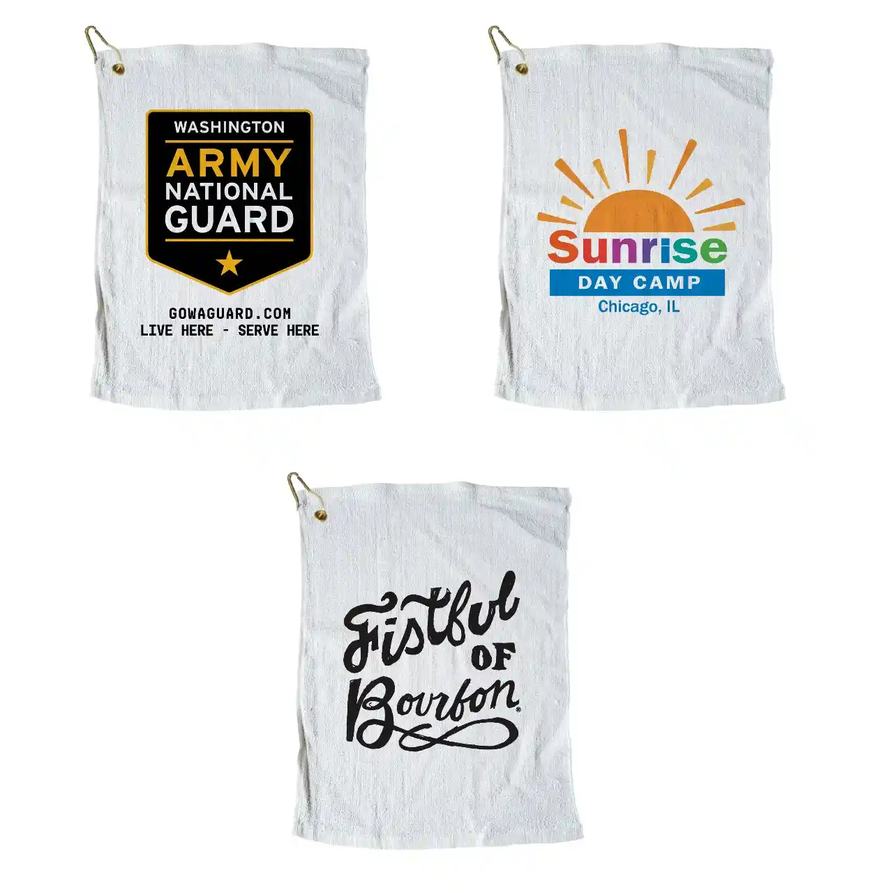 ST1518GH - Personalized Hemmed Golf Towels with Grommet And Hooks