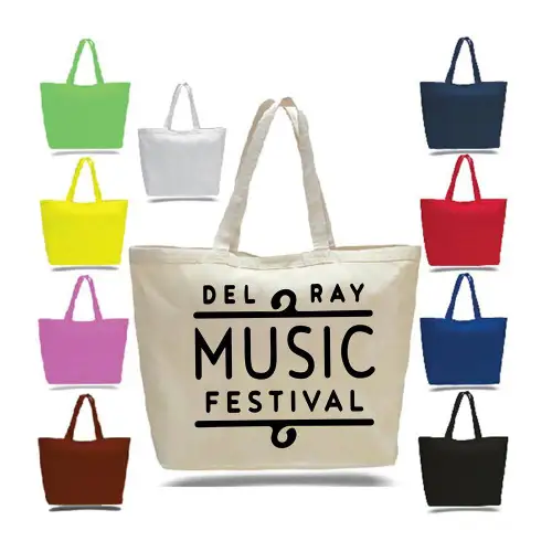 Q1200 - Wholesale Large Canvas Tote Bag with Hook and Loop Closure
