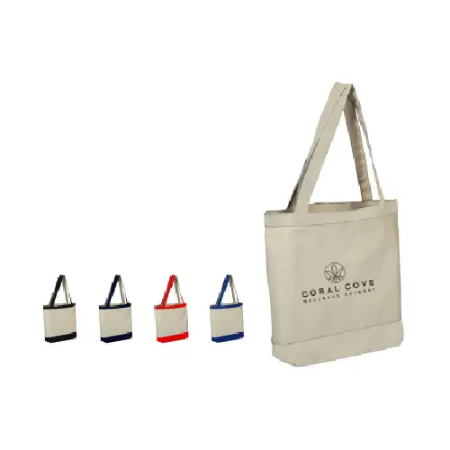 Q1608 - Personalized Canvas Tote with Color Accent With Logo
 